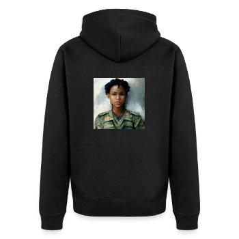Schöne US Army Combat Medical Painting - Unisex Premium Bio Zip Hoodie - Schwarz - Hinten - Nico (187cm)