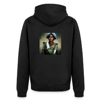 Schöne US Army Combat Medical Painting - Unisex Premium Bio Zip Hoodie - Schwarz - Hinten - Nico (187cm)