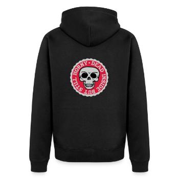 dead inside but horny - Unisex Premium Bio Zip Hoodie - Schwarz - Hinten - Nico (187cm)