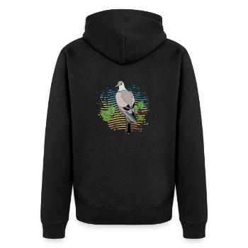 Vogel - Unisex Premium Bio Zip Hoodie - Schwarz - Hinten - Nico (187cm)