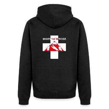 Schweizer Alpen Hopp Schwiiz Geburtstag geschenk - Unisex Premium Bio Zip Hoodie - Schwarz - Hinten - Nico (187cm)
