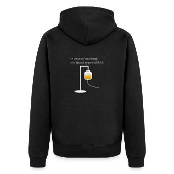 My blood type: beer - Unisex Premium Organic Zip Hoodie - black - Back - Nico (187cm)