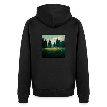 Sonnenuntergang Im Wald - Unisex Premium Bio Zip Hoodie - Schwarz - Hinten - Nico (187cm)