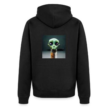 Abstrakter Ausländer Auf Einem Stock - Unisex Premium Bio Zip Hoodie - Schwarz - Hinten - Nico (187cm)