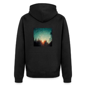 Sonnenuntergang Im Wald - Unisex Premium Bio Zip Hoodie - Schwarz - Hinten - Nico (187cm)