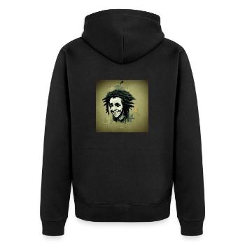 Rastafari-skizzenmalerei - Unisex Premium Bio Zip Hoodie - Schwarz - Hinten - Nico (187cm)