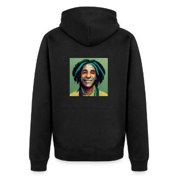 Rastafari-ölgemälde - Unisex Premium Bio Zip Hoodie - Schwarz - Hinten - Nico (187cm)