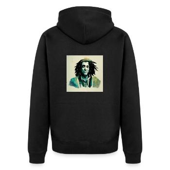 Rastafari-skizzenmalerei - Unisex Premium Bio Zip Hoodie - Schwarz - Hinten - Nico (187cm)