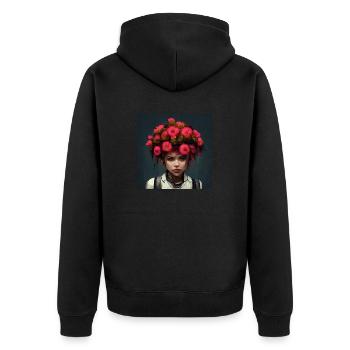 Blumenpunk-mädchen - Unisex Premium Bio Zip Hoodie - Schwarz - Hinten - Nico (187cm)