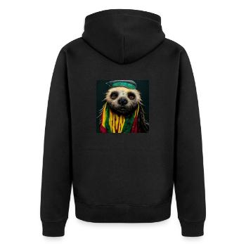 Rasta Sloth - Unisex Premium Organic Zip Hoodie - black - Back - Nico (187cm)