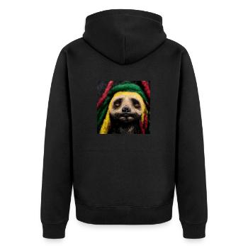 Rasta sloth - Unisex Premium Organic Zip Hoodie - black - Back - Nico (187cm)