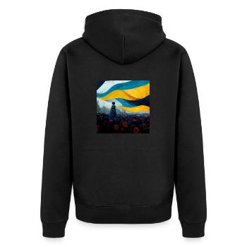 Victory of Ukraine - Unisex Premium Organic Zip Hoodie - black - Back - Nico (187cm)