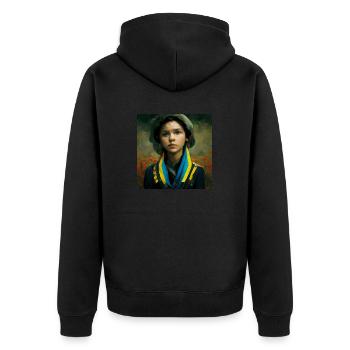 Fille ukrainienne pendant la guerre - Veste à capuche bio Premium Unisexe - noir - Dos - Nico (187cm)