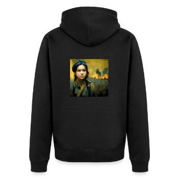 Fille ukrainienne pendant la guerre - Veste à capuche bio Premium Unisexe - noir - Dos - Nico (187cm)