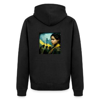 Fille ukrainienne pendant la guerre - Veste à capuche bio Premium Unisexe - noir - Dos - Nico (187cm)