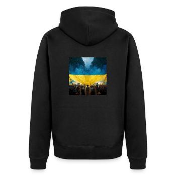 Victory of Ukraine - Unisex Premium Organic Zip Hoodie - black - Back - Nico (187cm)