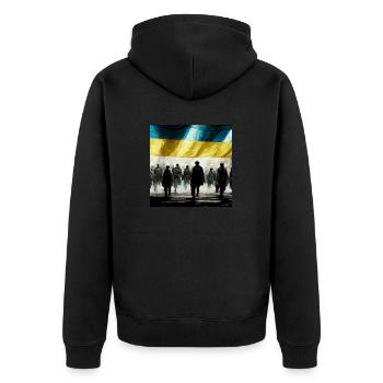 Ukraine Gewinnt Slava Ukaini - Unisex Premium Bio Zip Hoodie - Schwarz - Hinten - Nico (187cm)