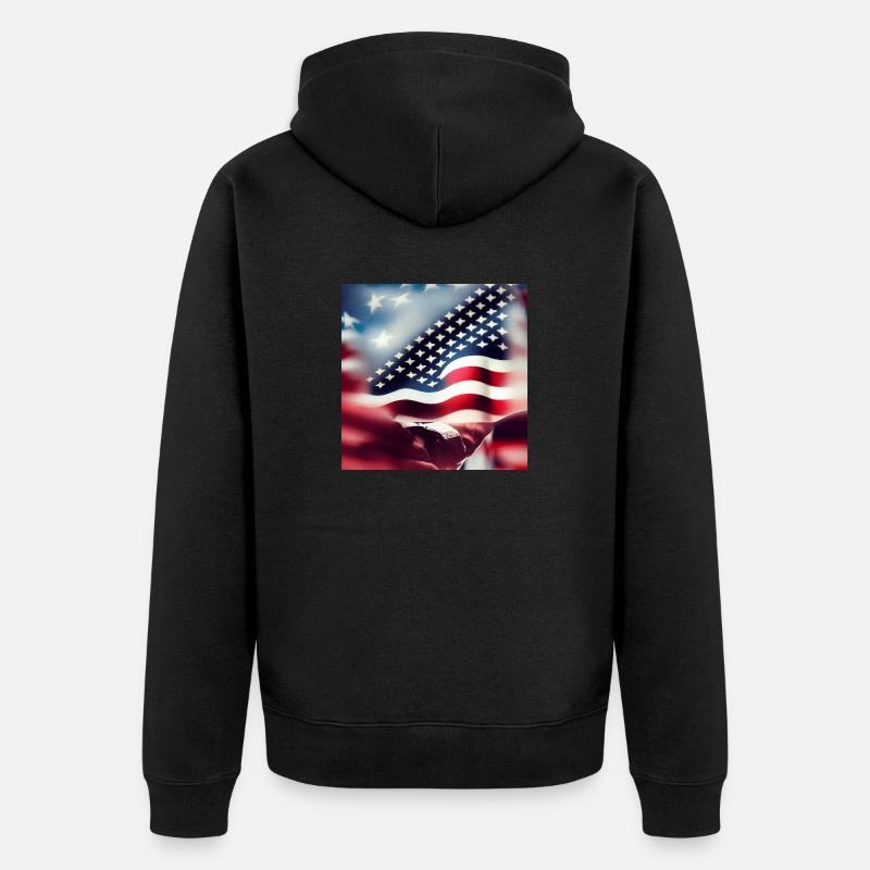 Logo du drapeau américain - Veste à capuche bio Premium Unisexe - noir