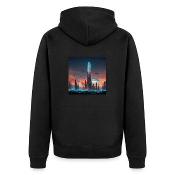 City of the Future - Unisex Premium Organic Zip Hoodie - black - Back - Nico (187cm)