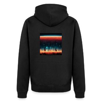 Stadt Der Zukunft - Unisex Premium Bio Zip Hoodie - Schwarz - Hinten - Nico (187cm)