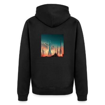 City of the Future - Unisex Premium Organic Zip Hoodie - black - Back - Nico (187cm)