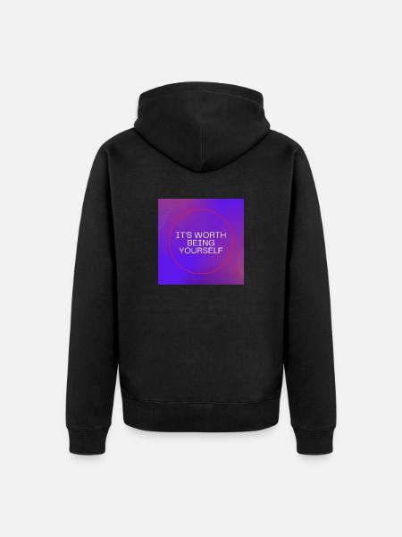 It's worth being yourself - Unisex Premium Organic Zip Hoodie - black