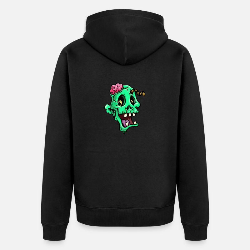 KOPF EINES LUSTIGEN ZOMBIES - Unisex Premium Bio Zip Hoodie - Schwarz