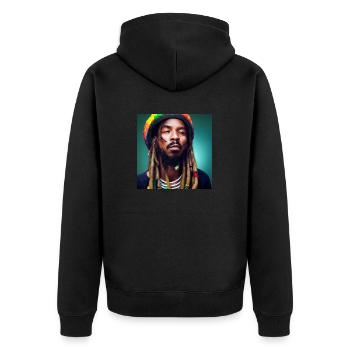 Rastafarian portrait - Unisex Premium Organic Zip Hoodie - black - Back - Nico (187cm)
