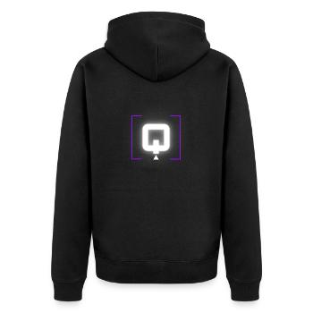 Buchstabe "Q" - Unisex Premium Bio Zip Hoodie - Schwarz - Hinten - Nico (187cm)