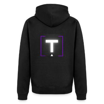 Lettre « T » - Veste à capuche bio Premium Unisexe - noir - Dos - Nico (187cm)