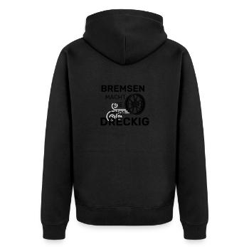 Bremsen macht die Felge Dreckig - Unisex Premium Bio Zip Hoodie - Schwarz - Hinten - Nico (187cm)