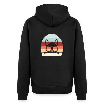 French Bulldog Vintage Retro - Unisex Premium Organic Zip Hoodie - black - Back - Nico (187cm)