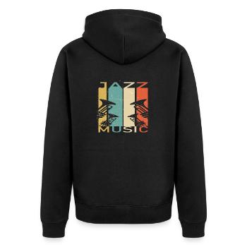 Jazz Music Vintage Trumpet - Unisex Premium Bio Zip Hoodie - Schwarz - Hinten - Nico (187cm)