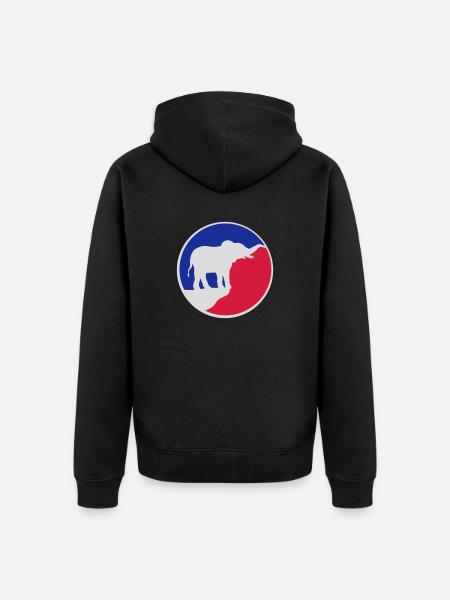 Elephant Silhouette Cliff Moon - Unisex Premium Organic Zip Hoodie - black
