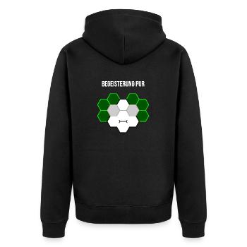 Begeisterung pur - Unisex Premium Bio Zip Hoodie - Schwarz - Hinten - Nico (187cm)