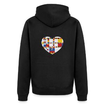 Cœur avec tableau Mondrian Victory Boogie Woogie - Veste à capuche bio Premium Unisexe - noir - Dos - Nico (187cm)