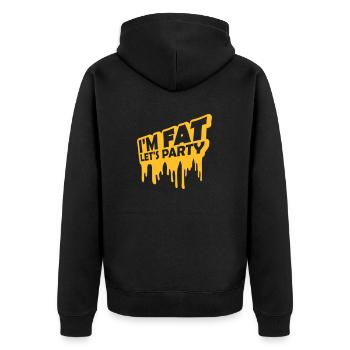im fat lets party - Unisex Premium Bio Zip Hoodie - Schwarz - Hinten - Nico (187cm)