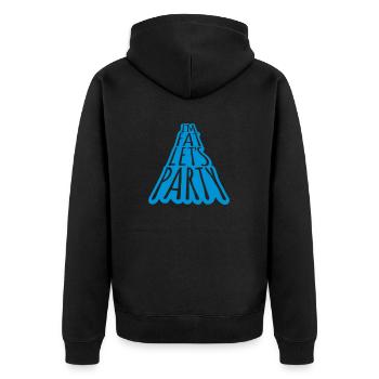 im fat lets party - Unisex Premium Bio Zip Hoodie - Schwarz - Hinten - Nico (187cm)