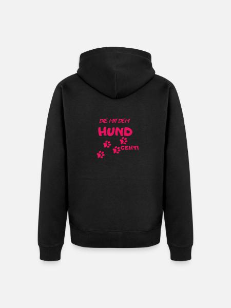DIE mit dem Hund geht - Unisex Premium Bio Zip Hoodie - Schwarz