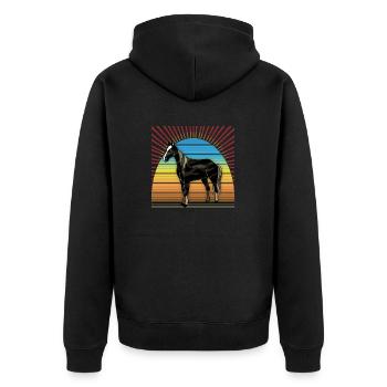 Pferd - Unisex Premium Bio Zip Hoodie - Schwarz - Hinten - Nico (187cm)