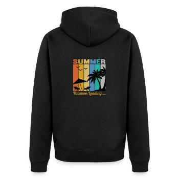 Summer Vacation Loading... - Unisex Premium Bio Zip Hoodie - Schwarz - Hinten - Nico (187cm)