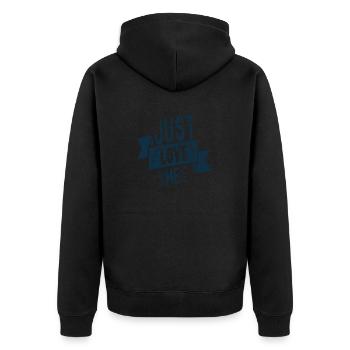 Just love me - Unisex Premium Bio Zip Hoodie - Schwarz - Hinten - Nico (187cm)
