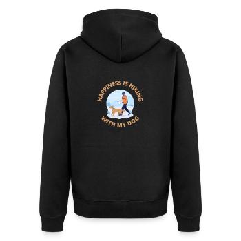 Glück ist ein Tag, an dem ich mit meinem Hund wandern gehe - Unisex Premium Bio Zip Hoodie - Schwarz - Hinten - Nico (187cm)