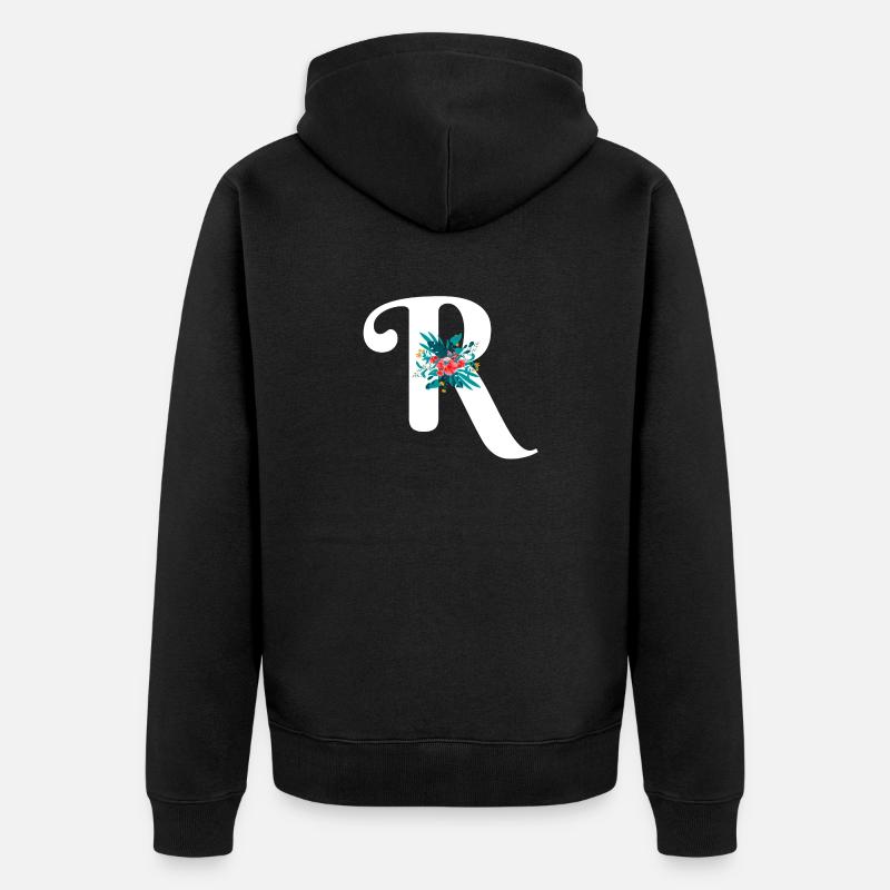 lettre R fleuris - Veste à capuche bio Premium Unisexe - noir