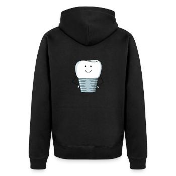 Implantatkrone - Unisex Premium Bio Zip Hoodie - Schwarz - Hinten - Nico (187cm)