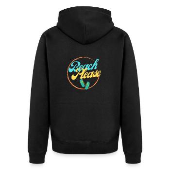 Strand bitte - Unisex Premium Bio Zip Hoodie - Schwarz - Hinten - Nico (187cm)