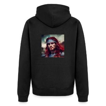 Wikingerkrieger - Unisex Premium Bio Zip Hoodie - Schwarz - Hinten - Nico (187cm)