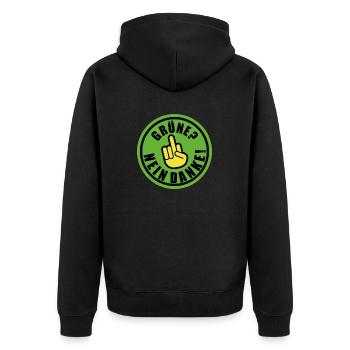 grün nein danke mittelfinger - Unisex Premium Bio Zip Hoodie - Schwarz - Hinten - Nico (187cm)