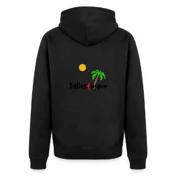 ballertmann - Unisex Premium Bio Zip Hoodie - Schwarz - Hinten - Nico (187cm)