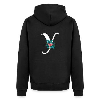 letter Y flowered - Unisex Premium Organic Zip Hoodie - black - Back - Nico (187cm)